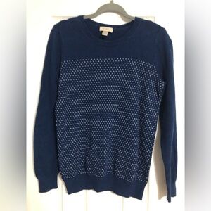 Ann Taylor Loft Factory blue white dot sweater women’s size medium‎